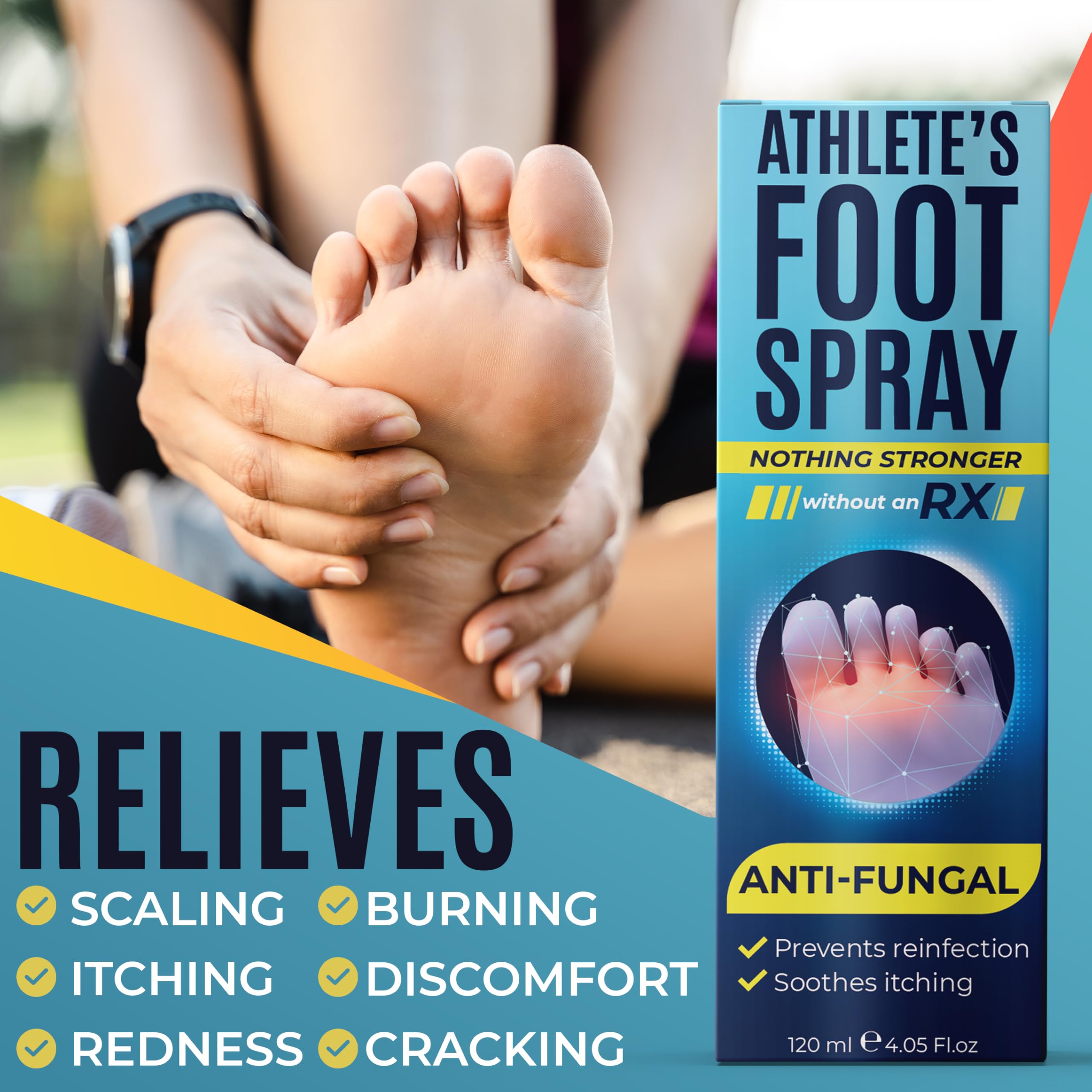 Athletes Foot Spray With Tea Tree Oil | Antifungal Treatment for Athletes Foot, Jock Itch, Ringworm | Soothes Itchy, Irritated S