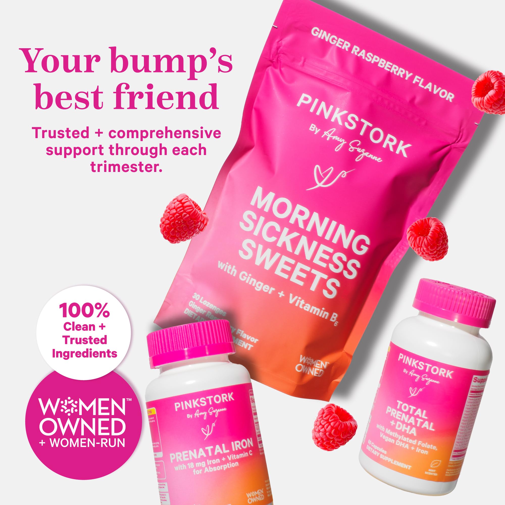 Pink Stork Organic Morning Sickness Pregnancy Tea - Hot or Iced Tea - Prenatal Heartburn, Indigestion, and Constipation Support