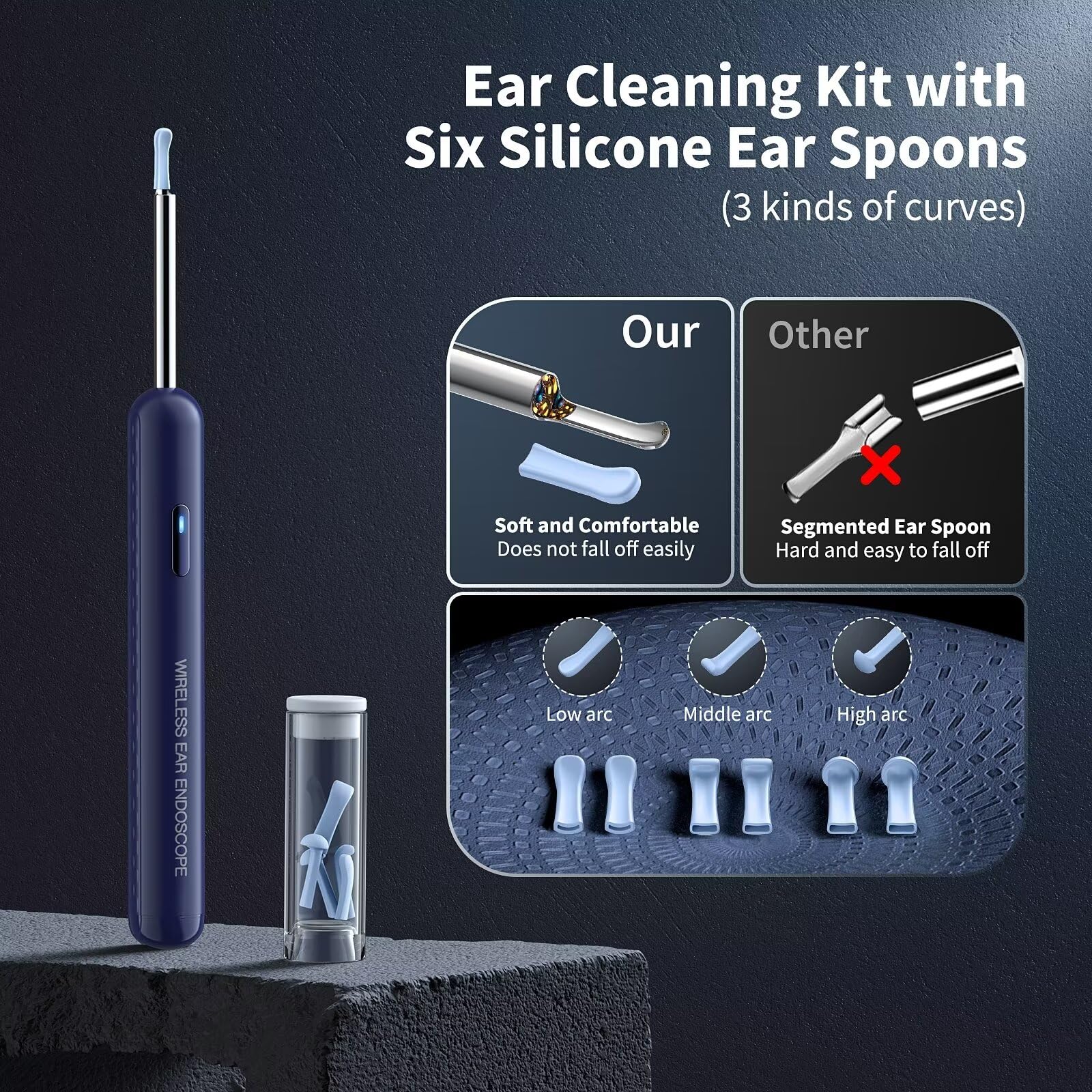 Ear Wax Removal, Ear Cleaner with Camera and Light, Ear Wax Removal Kit with 8 Pcs Set, Ear Wax Removal Tool Camera with 1080P,
