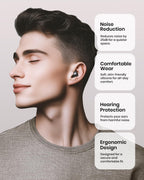 Ear Plugs for Sleeping Noise Cancelling, Hearing Protection Reusable Earplugs with 25dB Noise Reduction, 4 Sizes and Silicone Co