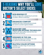 Doctor's Select Diabetic Socks for Men - 4 Pairs Crew Diabetic Neuropathy Socks for Men | Navy, Green, Blue, Gray | Non Binding