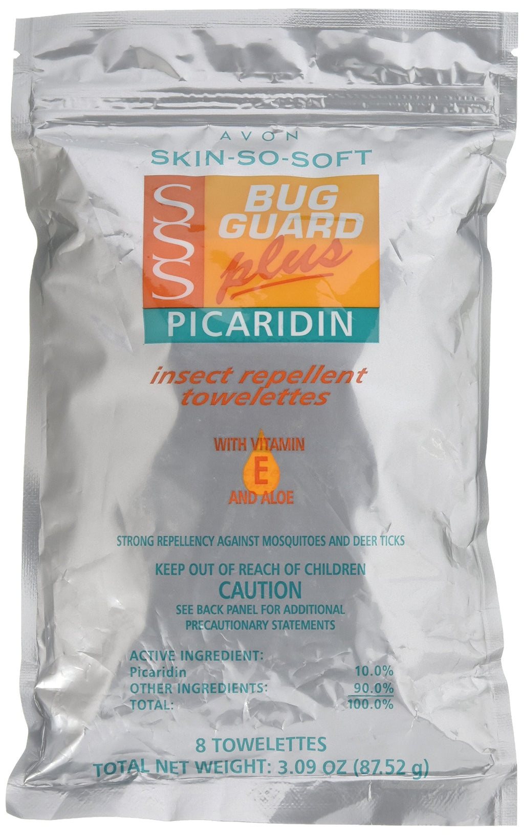 Avon Skin So Soft Bug Guard Plus Picaridin Towelettes - DEET-Free, Oil-Free, Resealable Bag with 8 Packets - Protection Against 