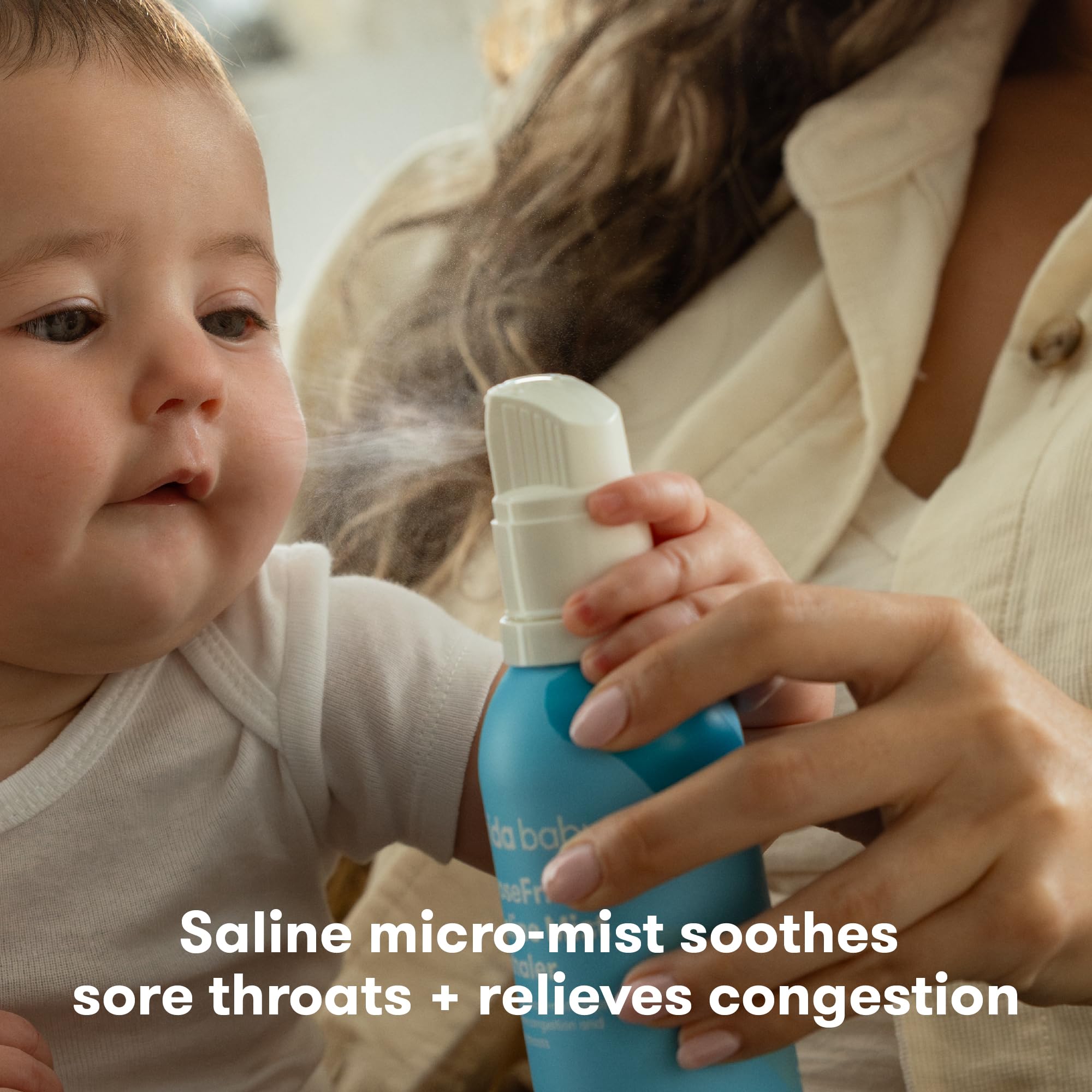 Frida Baby NoseFrida Saline Mist Nasal Inhaler & Mask, Nasal Decongestant Spray for Congestion Relief & Allergy Relief for Babie