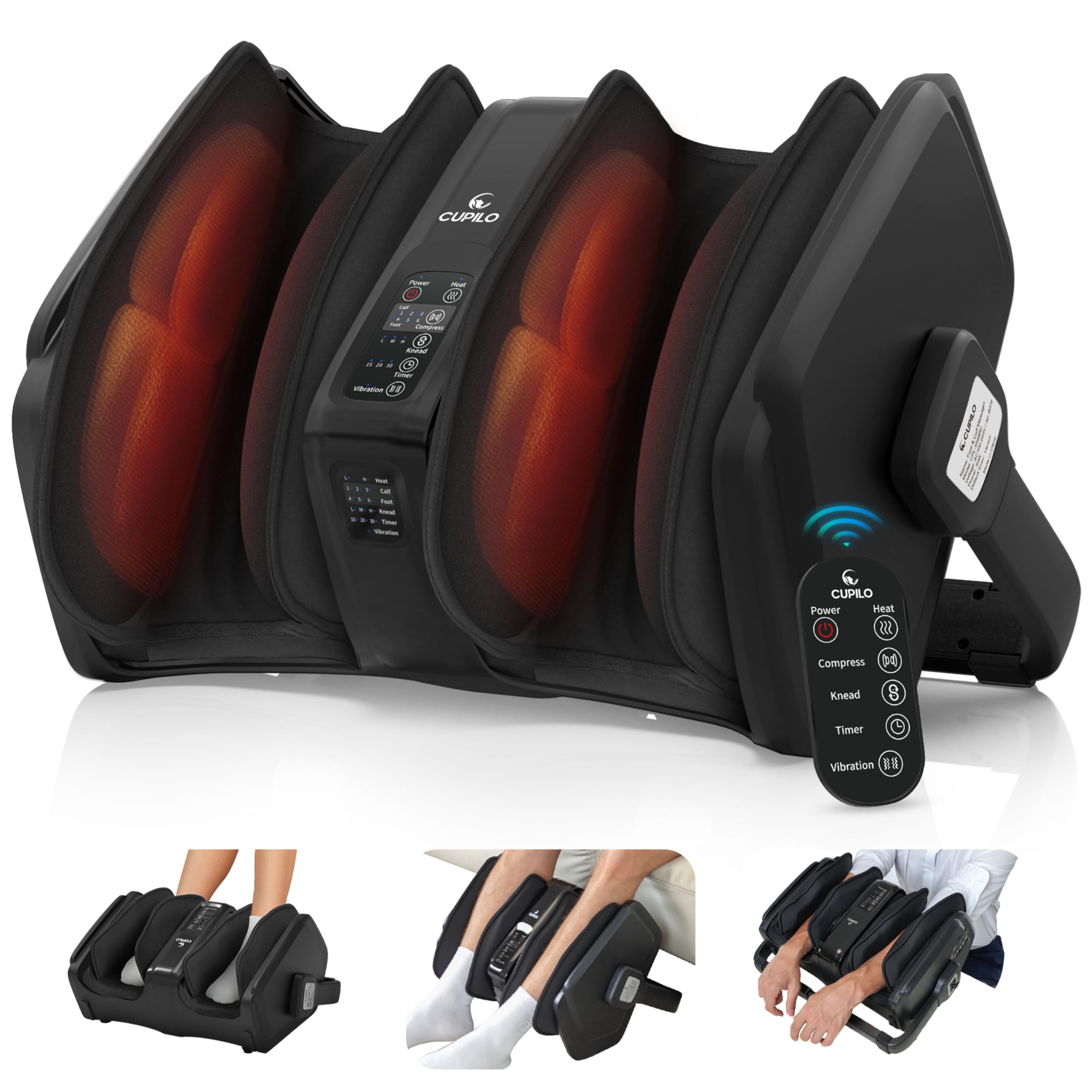 Shiatsu Foot Massager with Heat, FSA HSA Eligible Electric Foot Calf Massager with Remote, Multi-Level Compression Deep Kneading