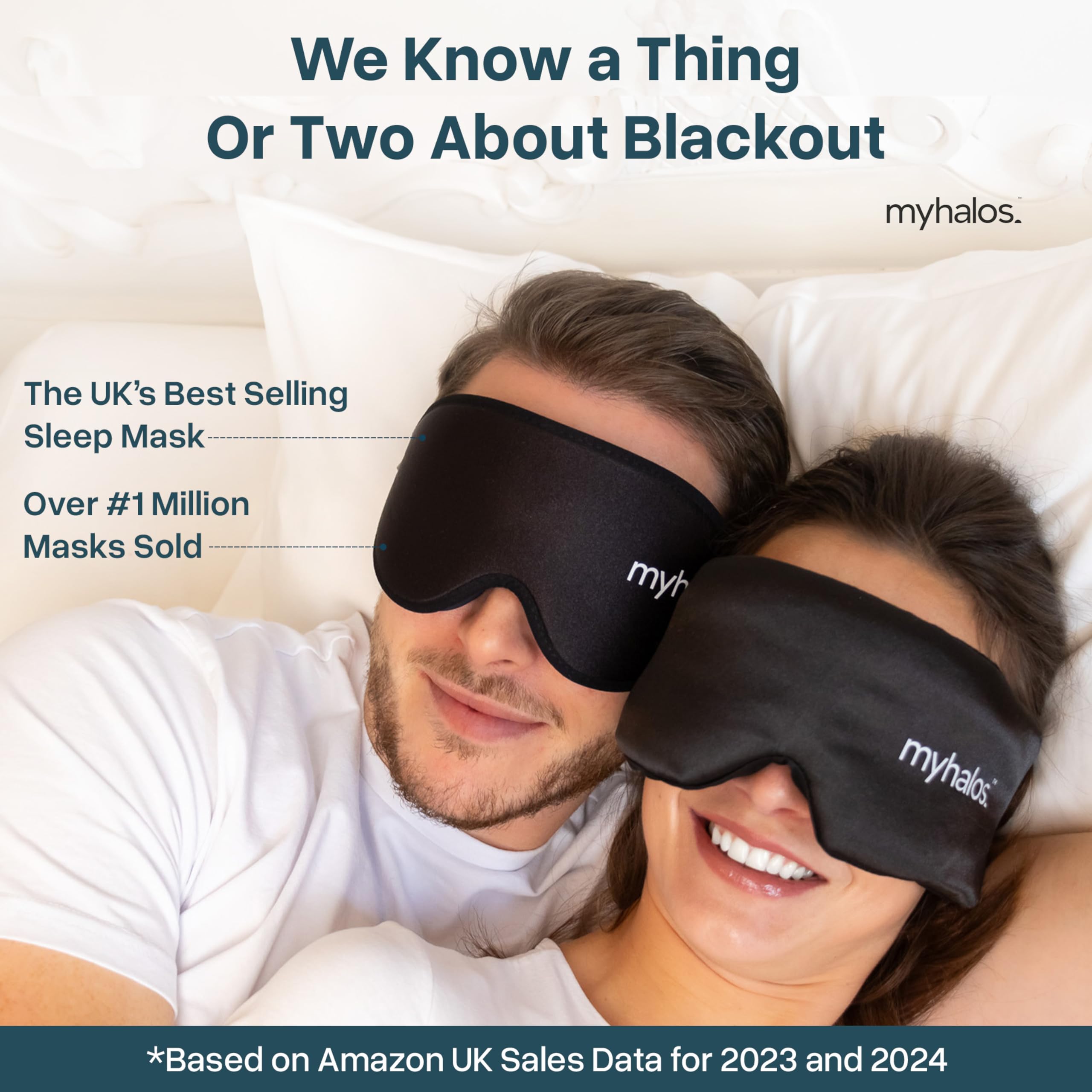MyHalos 3D Mulberry Silk Sleep Mask with Eye Cups - Blackout Sleep Mask for Men & Women - Eye Masks for Sleep Anywhere