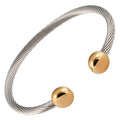MAGNETJEWELRYSTORE 2-Tone Stainless Steel Magnetic Therapy Bracelet High Power Magnets, For Men and Women, Adjustable Bangle