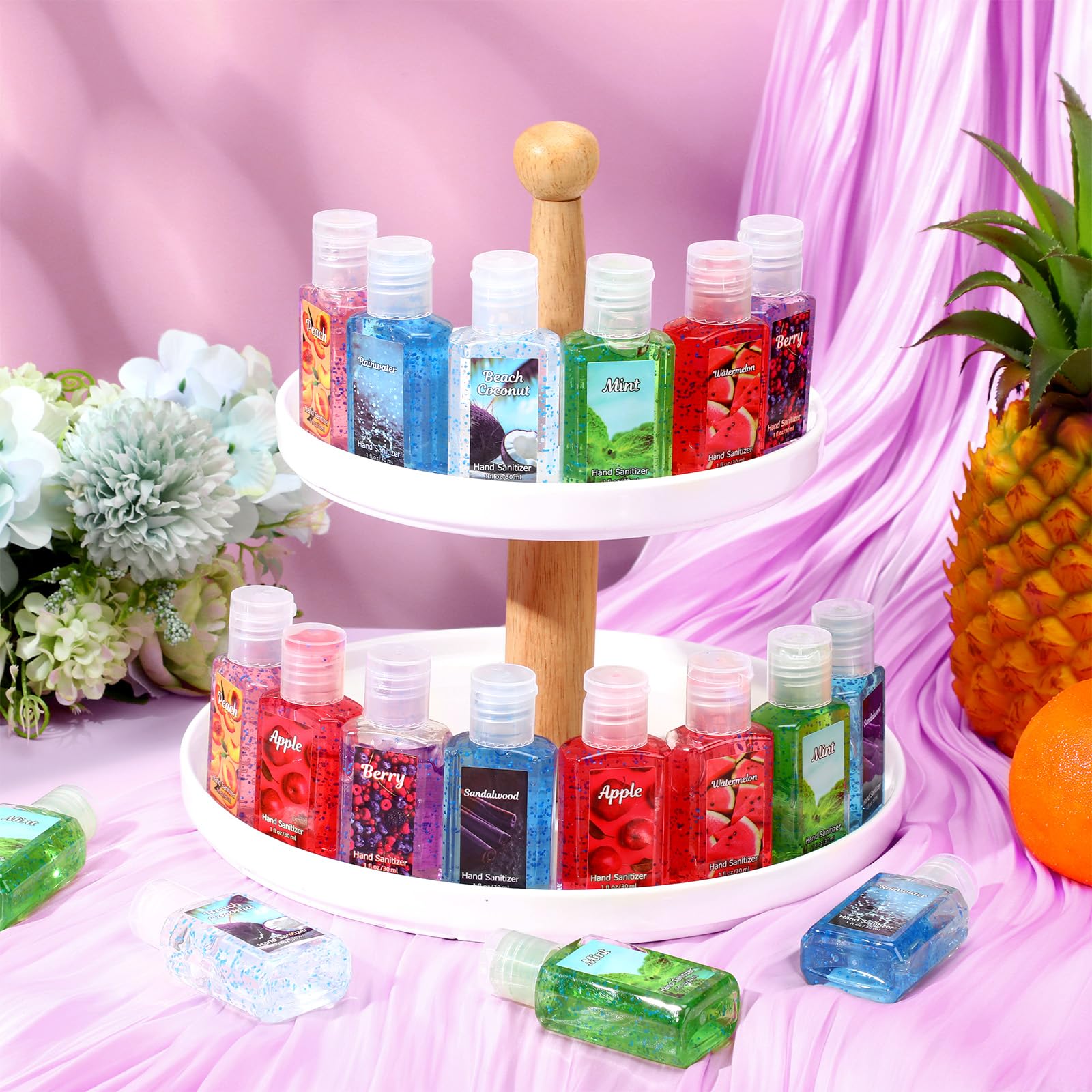 Frienda 24 Pcs Mini Hand Sanitizers Bulk Travel Size Scented Hand Sanitizers 1 Fl oz Lavender Vanilla Assorted Floral Scents for