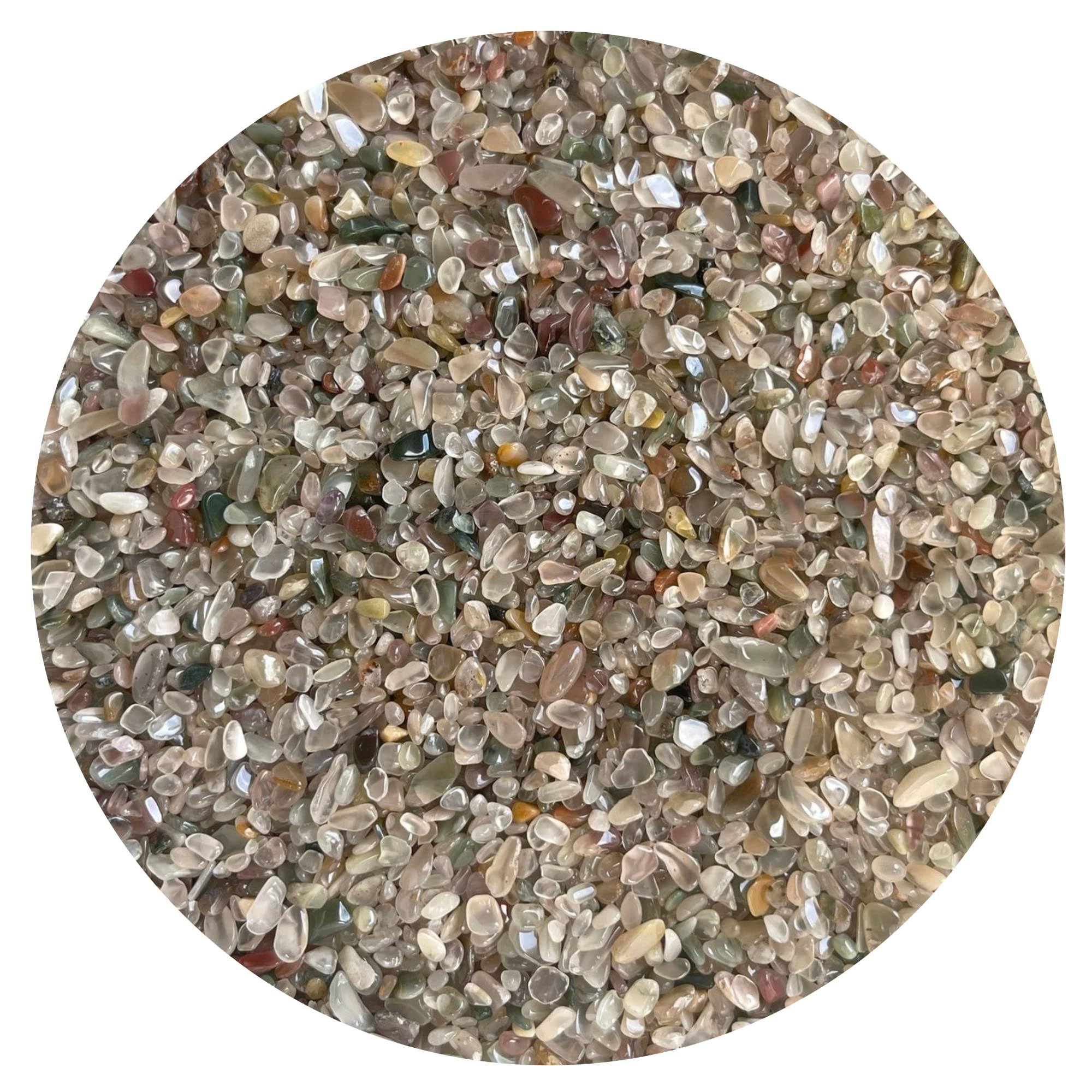 2 oz Lot Natural Semi Tumbled Gemstone Chips, Crushed Mini Crystals, Undrilled Crystal Chips (Mixed Agate)