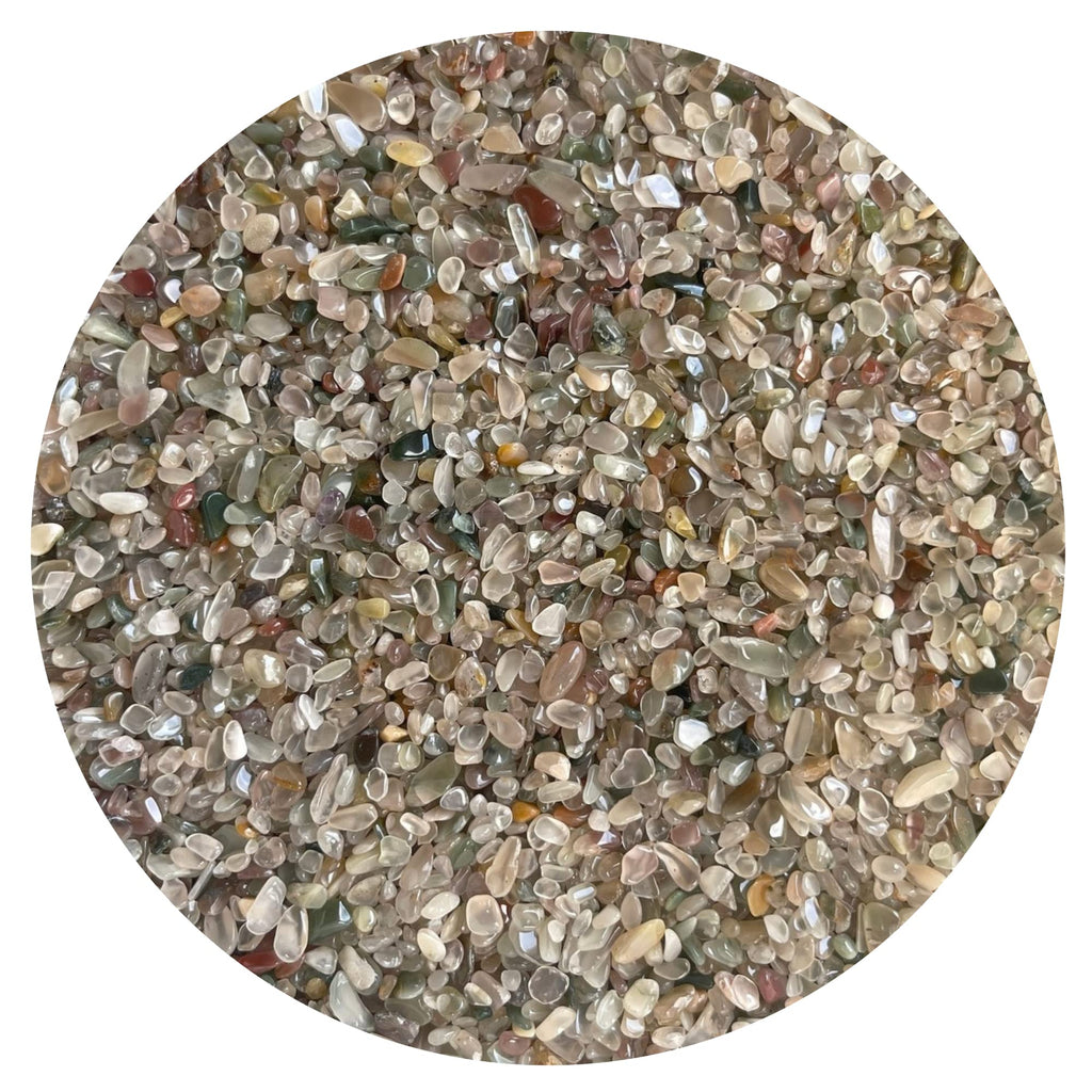2 oz Lot Natural Semi Tumbled Gemstone Chips, Crushed Mini Crystals, Undrilled Crystal Chips (Mixed Agate)