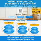 EDGE Silicone Cupping Set, Cupping Kit for Massage Therapy, Long Lasting Cups for Professional & Home Use, Body Sculpt Cup for C