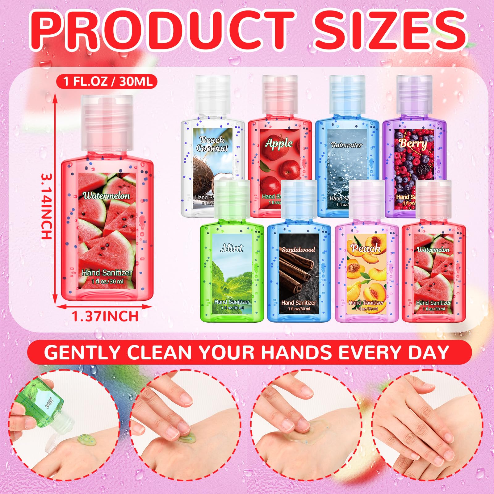 Frienda 24 Pcs Mini Hand Sanitizers Bulk Travel Size Scented Hand Sanitizers 1 Fl oz Lavender Vanilla Assorted Floral Scents for