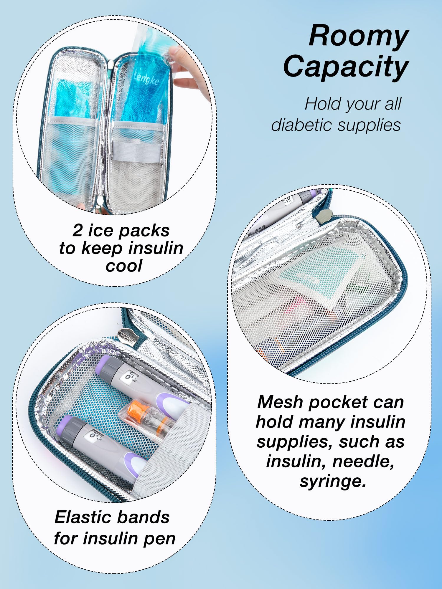 Leng Ke Insulin Cooler Travel Case TSA Approved with 2 Reusable Ice Packs, Upgraded EVA Insulin Pen Cooler Bag for Travel and Da