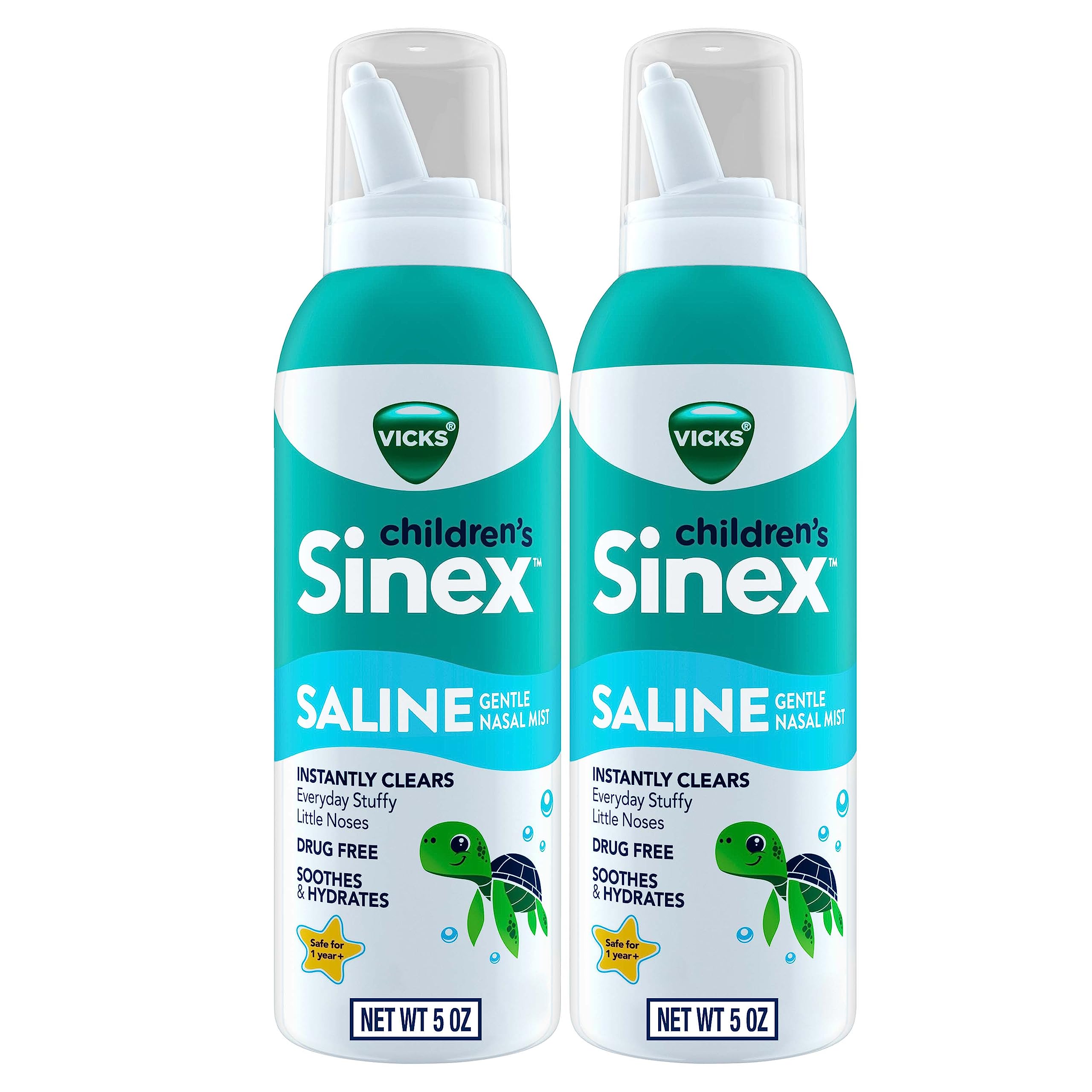 Vicks Sinex, Childrens Saline Nasal Spray, Drug Free Ultra Fine Mist with Hint of Aloe, Ages 1+, Fast Everyday Stuffy Nose Reli