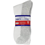 Debra Weitzner 6 Pairs Diabetic Crew Socks Reinforced Heel and Toe Non-Binding Cushion Socks for Men and Women White/Grey Sole 1