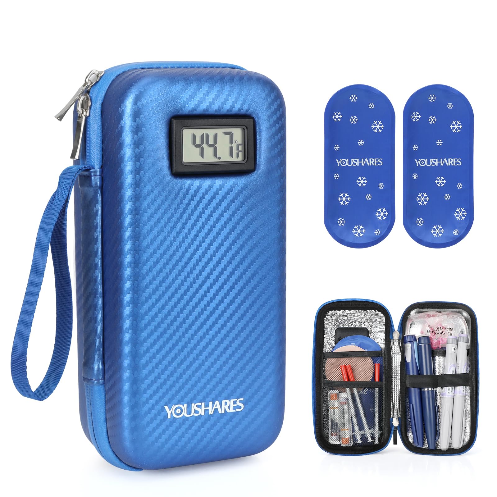 YOUSHARES Insulin Cooler Travel Case with Temperature Display, GLP-1 Diabetic Medicine Cooling Bag for Mounjaro, Refrigerated Di