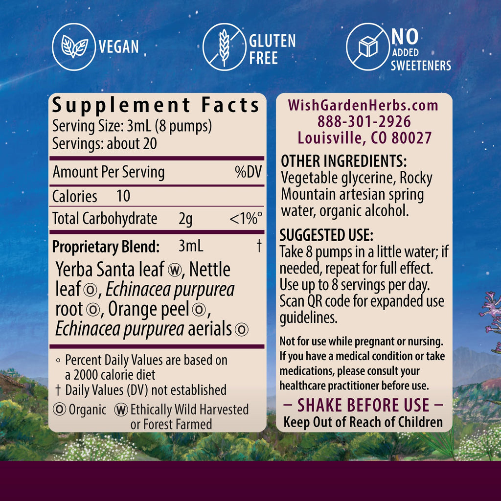 WishGarden Herbs Kick-Ass Allergy - Plant-Based Non-Drowsy Herbal Allergy Supplement with Nettle Leaf, Echinacea, & Yerba Santa,