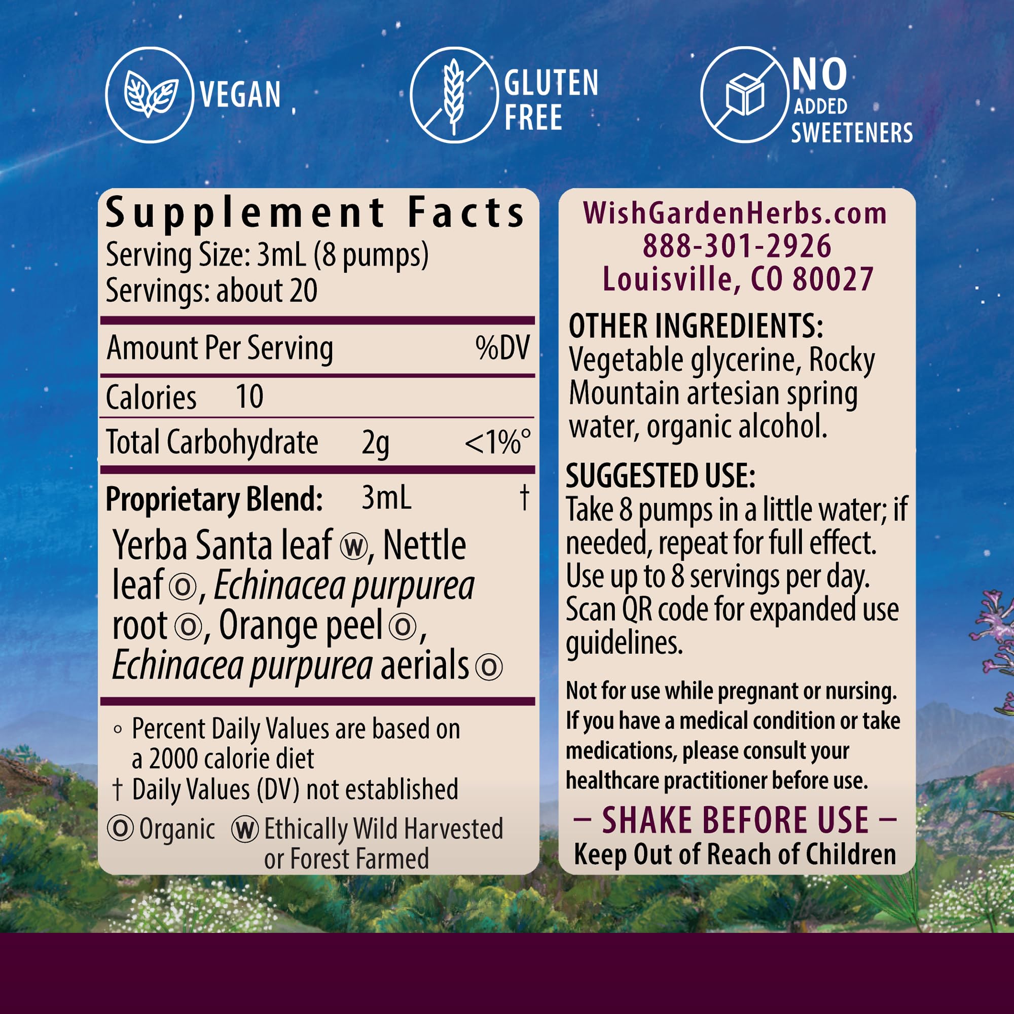 WishGarden Herbs Kick-Ass Allergy - Plant-Based Non-Drowsy Herbal Allergy Supplement with Nettle Leaf, Echinacea, & Yerba Santa,