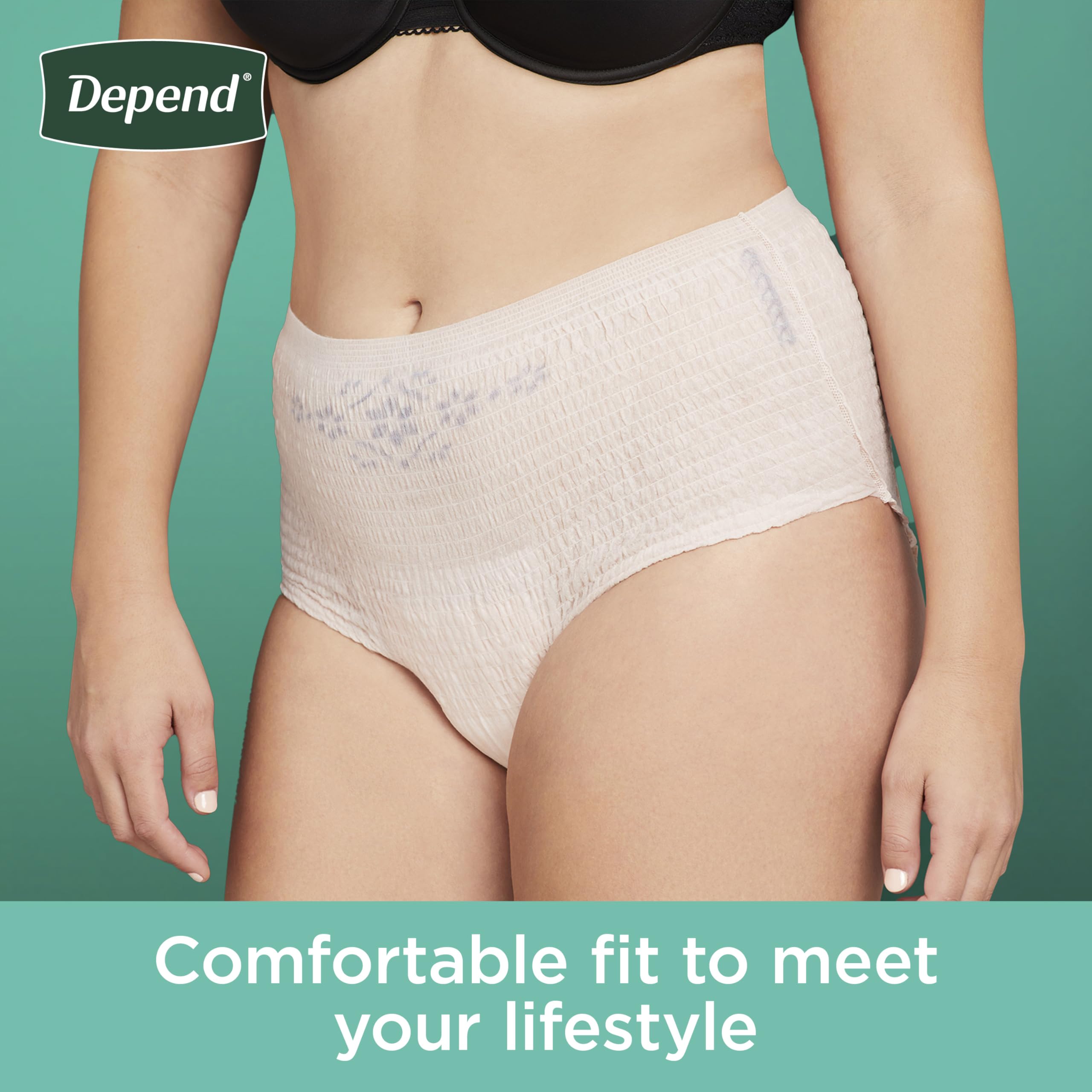 Depend Fresh Protection Adult Incontinence & Postpartum Bladder Leak Underwear for Women, Disposable, Maximum, Small, Blush, 19