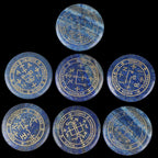 mookaitedecor 7 Piece Lapis Lazuli Stones with Engraved Magic Archangel Symbol Polished Palm Stone for Reiki Crystal Healing