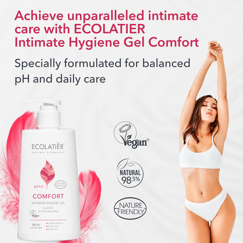 Feminine Wash Comfort with Cotton Extract - 98.5% Natural, Vegan, pH 5.2 Balanced Feminine Wash for Women, Gentle and Soothing D