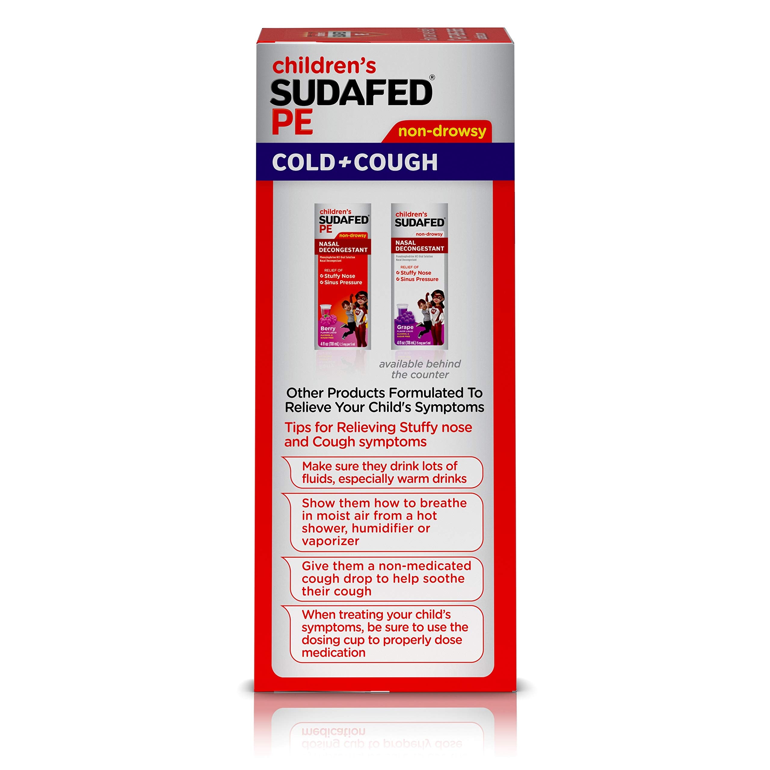 Sudafed Childrens PE Cold and Cough Grape Liquid, 4 Fl Oz, Pack of 2