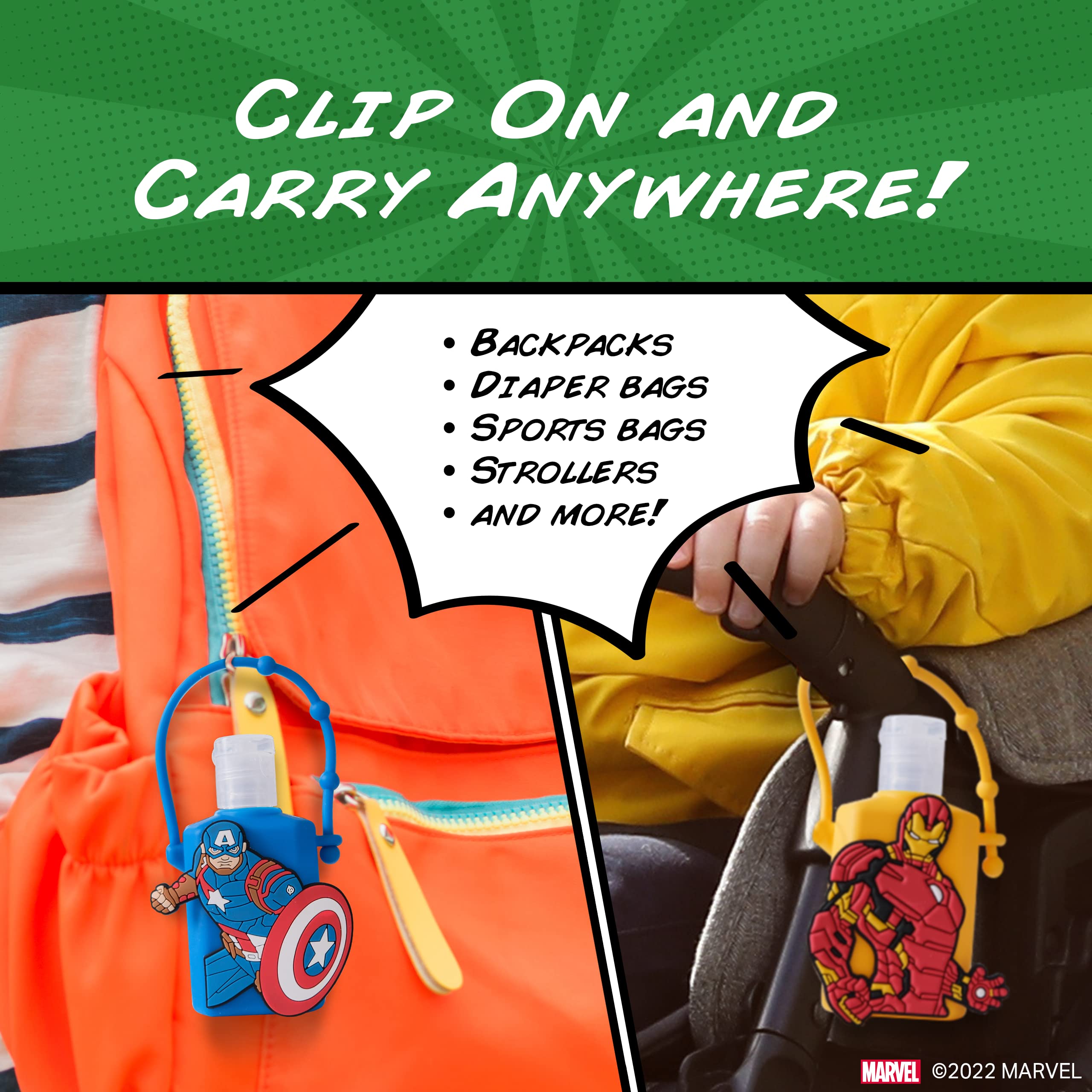 Evergreen Research Disney Store Marvel Hand Sanitizer Holder Set - Pack of 4, Travel Size, Refillable and Portable Sanitizers w/