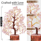 Rose Quarts - Rose Quartz Tree, Crystal Tree of Life, Good Luck Stones and Crystals, Home Decor Gifts, Gem Tree, Crystal Tree fo