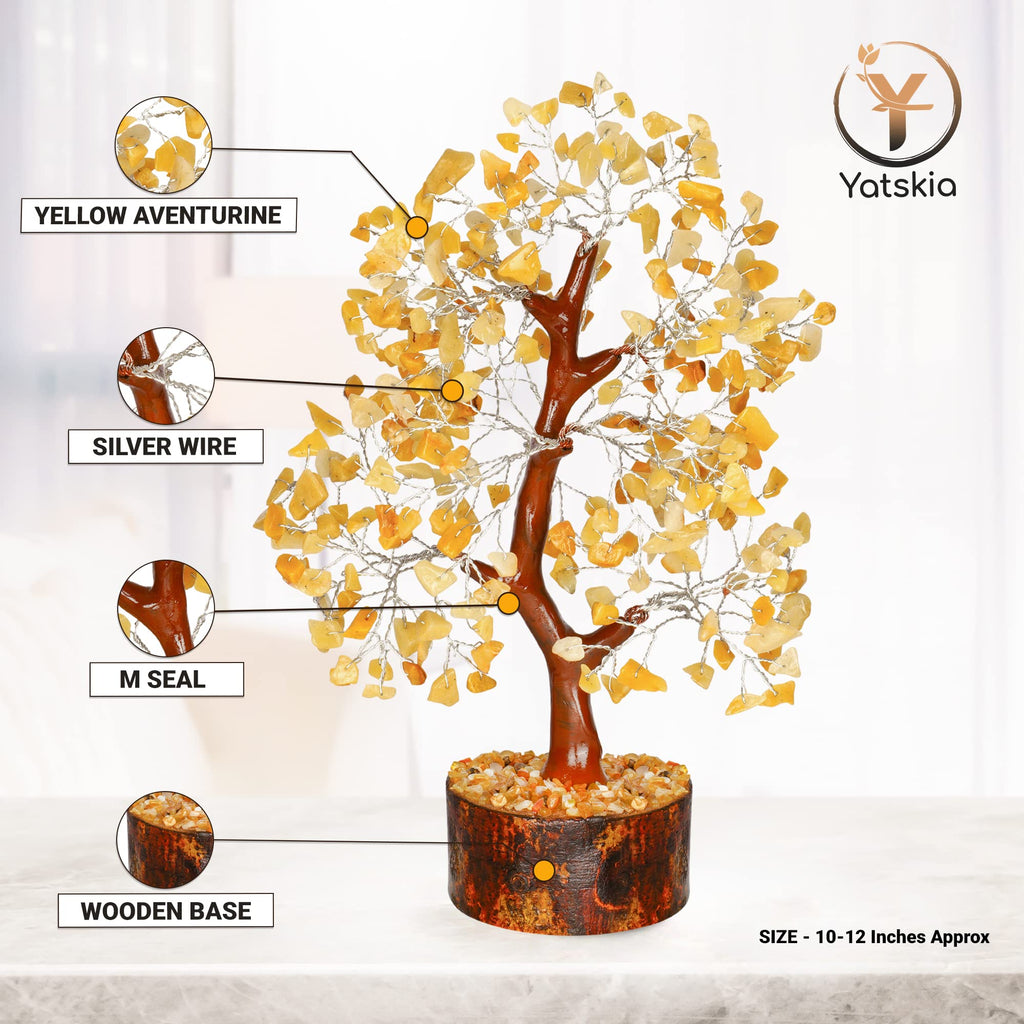 YATSKIA Yellow Aventurine - Crystal Tree, Yellow Crystal, Gem Tree, Chakra Tree, Artificial Trees, Crystal Tree for Positive Ene
