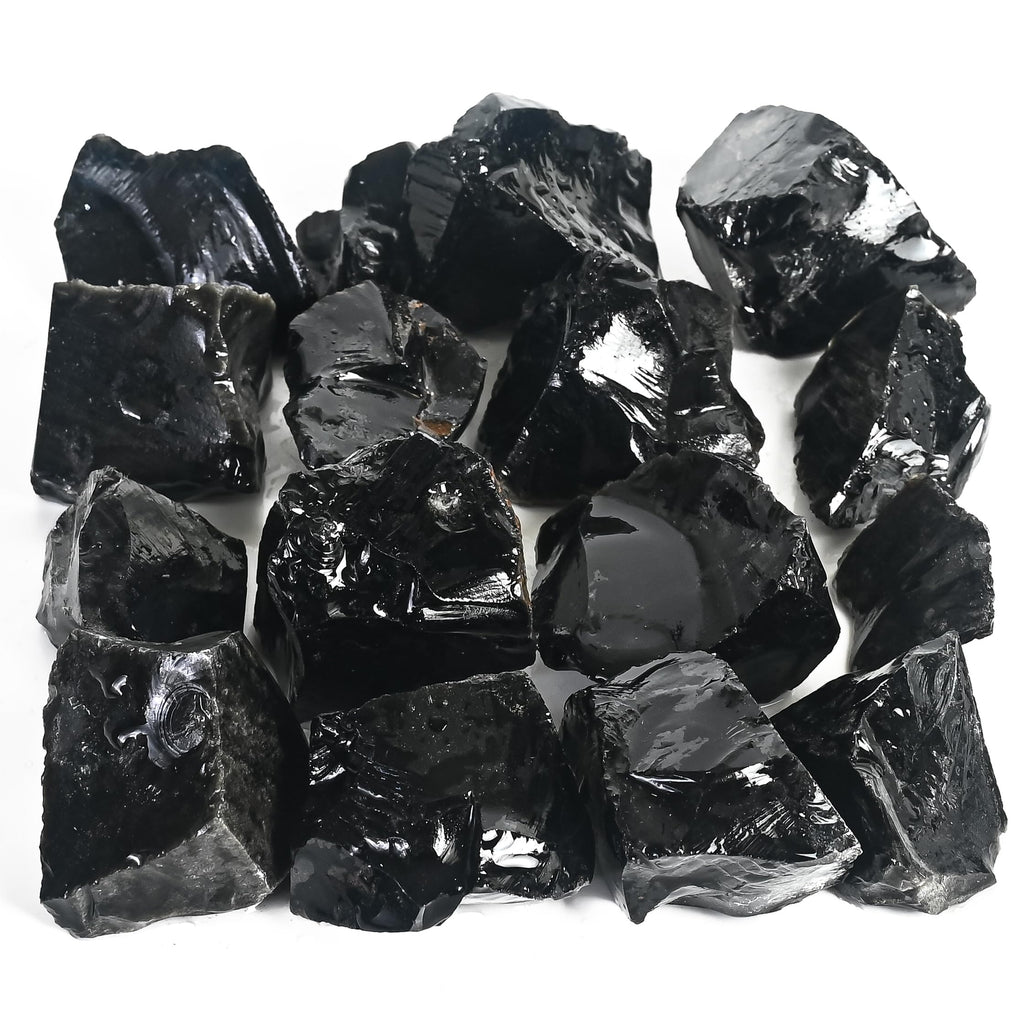 Crocon 1LB Black Obsidian Rough Bulk Natural Stone Raw Stone Tumbling Cabbing Polishing Mining Chakra Balancing Reiki Healing Go