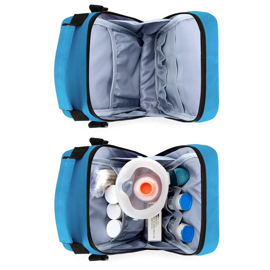 CURMIO EpiPen Carrying Case, Insulated Medicine Bag for EpiPens, Auvi-Q, Asthma Inhaler, Spacer, Blue (Bag Only, Patented Design