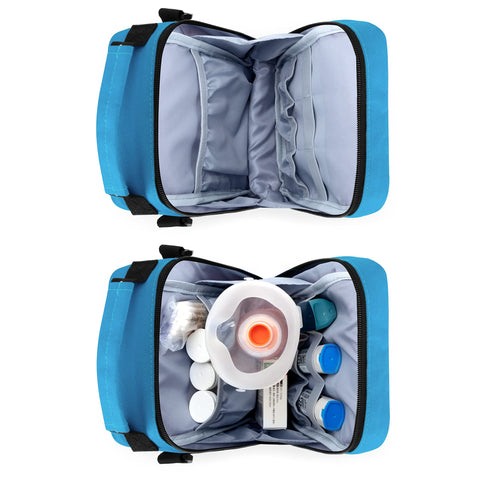 CURMIO EpiPen Carrying Case, Insulated Medicine Bag for EpiPens, Auvi-Q, Asthma Inhaler, Spacer, Blue (Bag Only, Patented Design