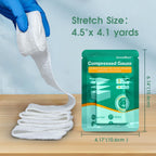 SuccorWare 8 Packs Sterile Compressed Gauze with Z-Folded - Wound Gauze for Bleed Stop, 4.5 x 4.1 Yards, 6-Ply - for First Aid K