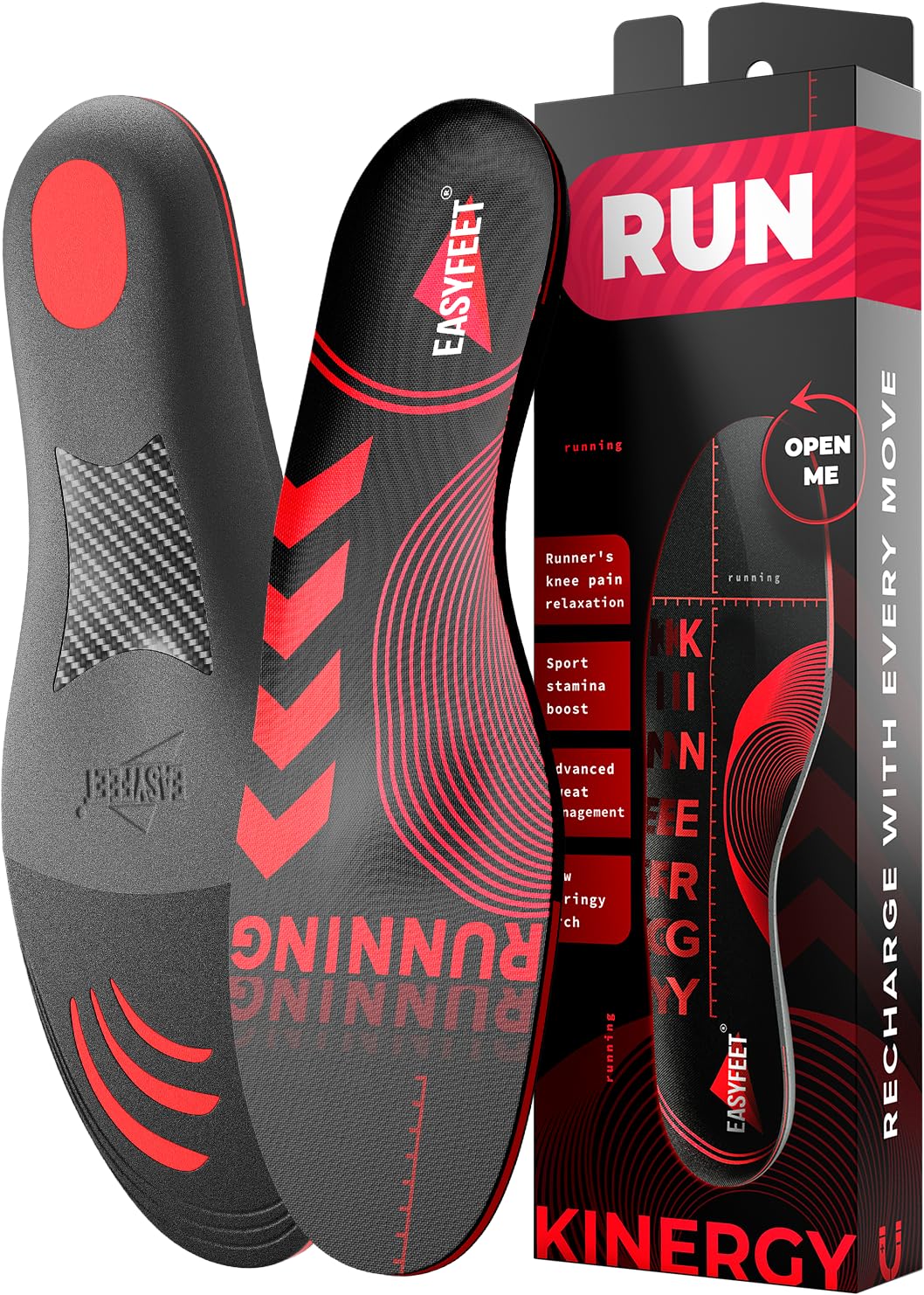 Running Athletic Shoe Insoles Men Women - Sport Insole - Shock Absorption Inserts - Walking Hiking Hockey Tennis Basketball - Or