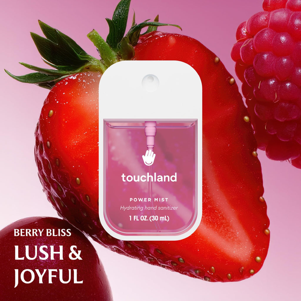 Touchland Power Mist Hydrating Hand Sanitizer Spray, JUICY 5 Set (Citrus, Berry, Watermelon, Peach, Mango), 1 FL. OZ. Travel Siz