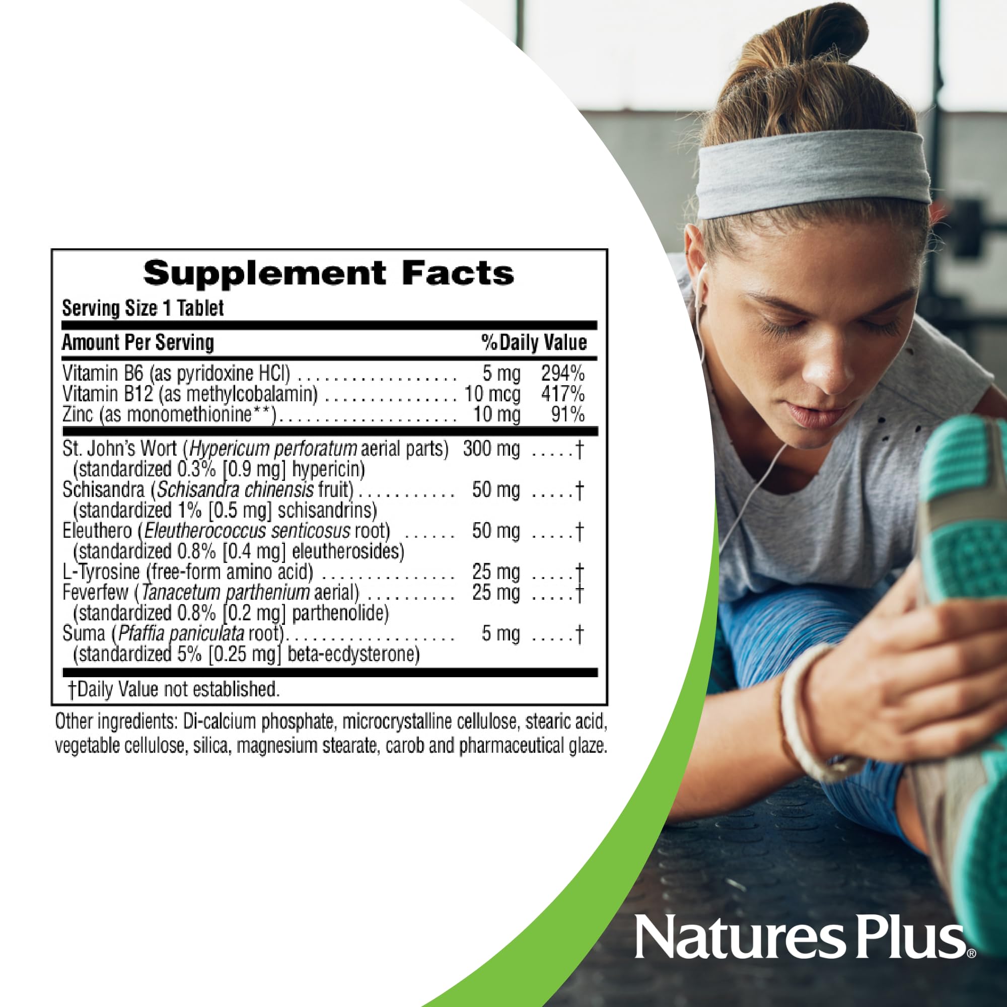Natures Plus Herbal Actives NutriZAC Mood Food - 300 mg St Johns Wort, 90 Vegan Bi-Layered Tablets - Maximum Potency Natural Moo