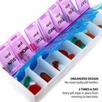 Deke Home - Pill Organizer 2 Times a Day, Weekly Pill Box, 7 Daily Compartments with AM PM Slots, Easy Snap Lids Medication Disp