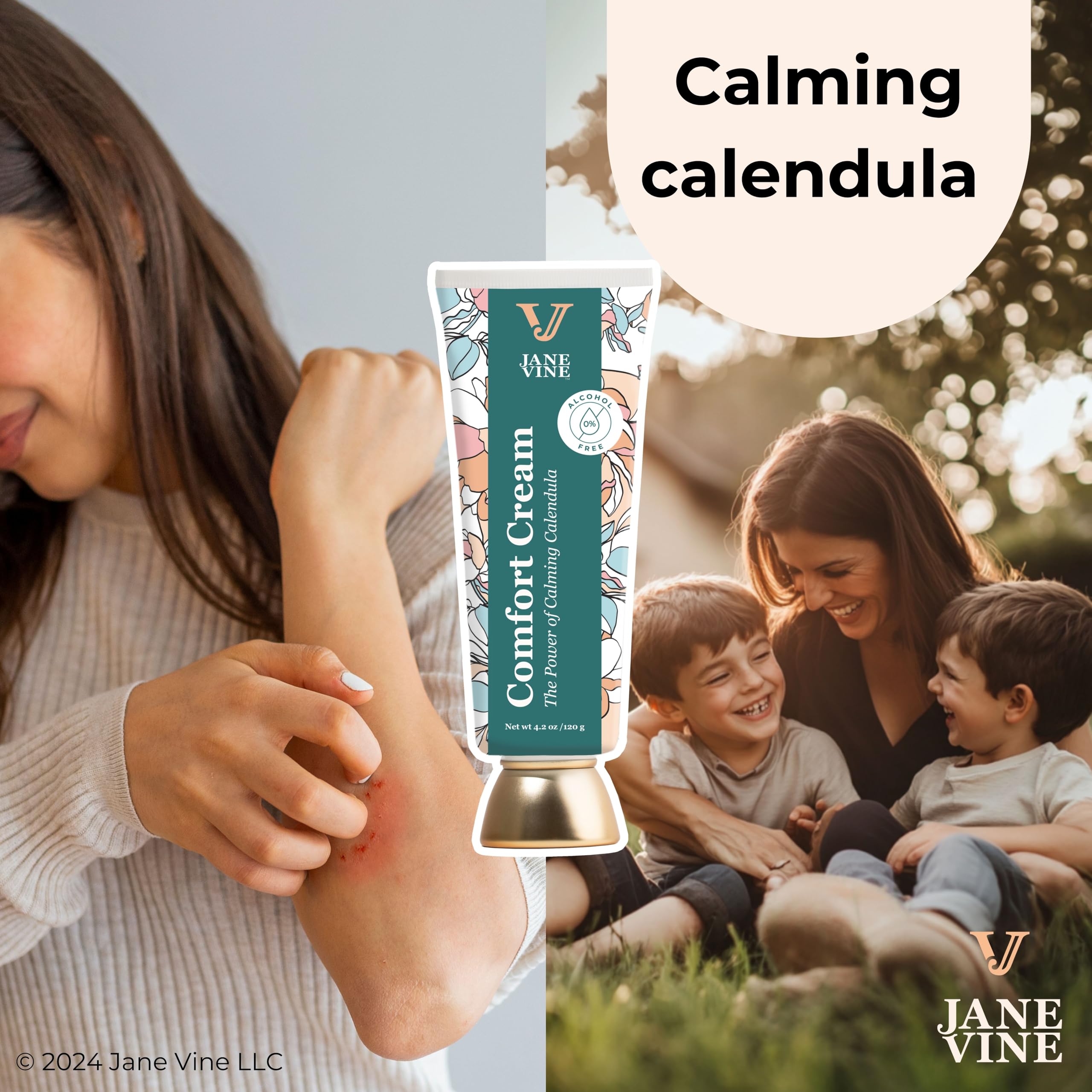 JANE VINE Calendula Cream for Radiation Burn Relief, Anti Itch Bug Bite Relief, Burn Cream, Soothing Aloe, Jojoba, Dandelion, Un