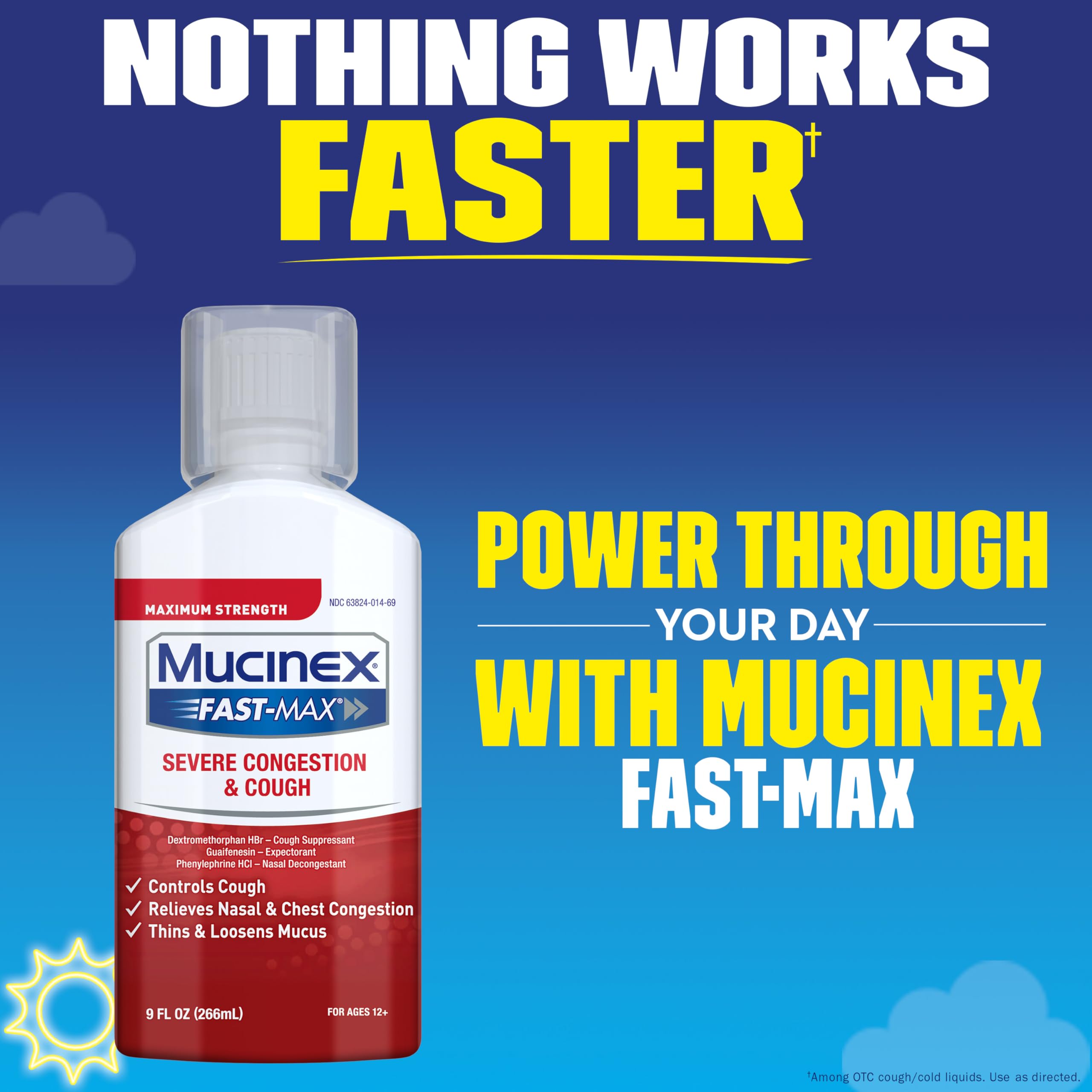 Mucinex Fast-Max Severe Congestion and Cough Liquid, 9 fl. oz., Fast Acting Maximum Strength Formula for Multi-symptom Relief (p