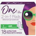One by Poise Feminine Pads with Wings (2-in-1 Period & Bladder Leakage Pad for Women), Regular, Heavy Absorbency for Period Flow
