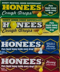 Honees Honey Filled Drops, Variety Pack (Honey, Milk & Honey, Honey Lemon, and Menthol)-Natural Sore Throat Relief - Throat Loze