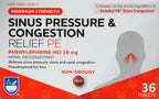 Rite Aid Sinus Pressure and Congestion Non-Drowsy Relief PE, 10mg - 36 Tablets Nasal Decongestant | Sinus Relief | Allergy Medic