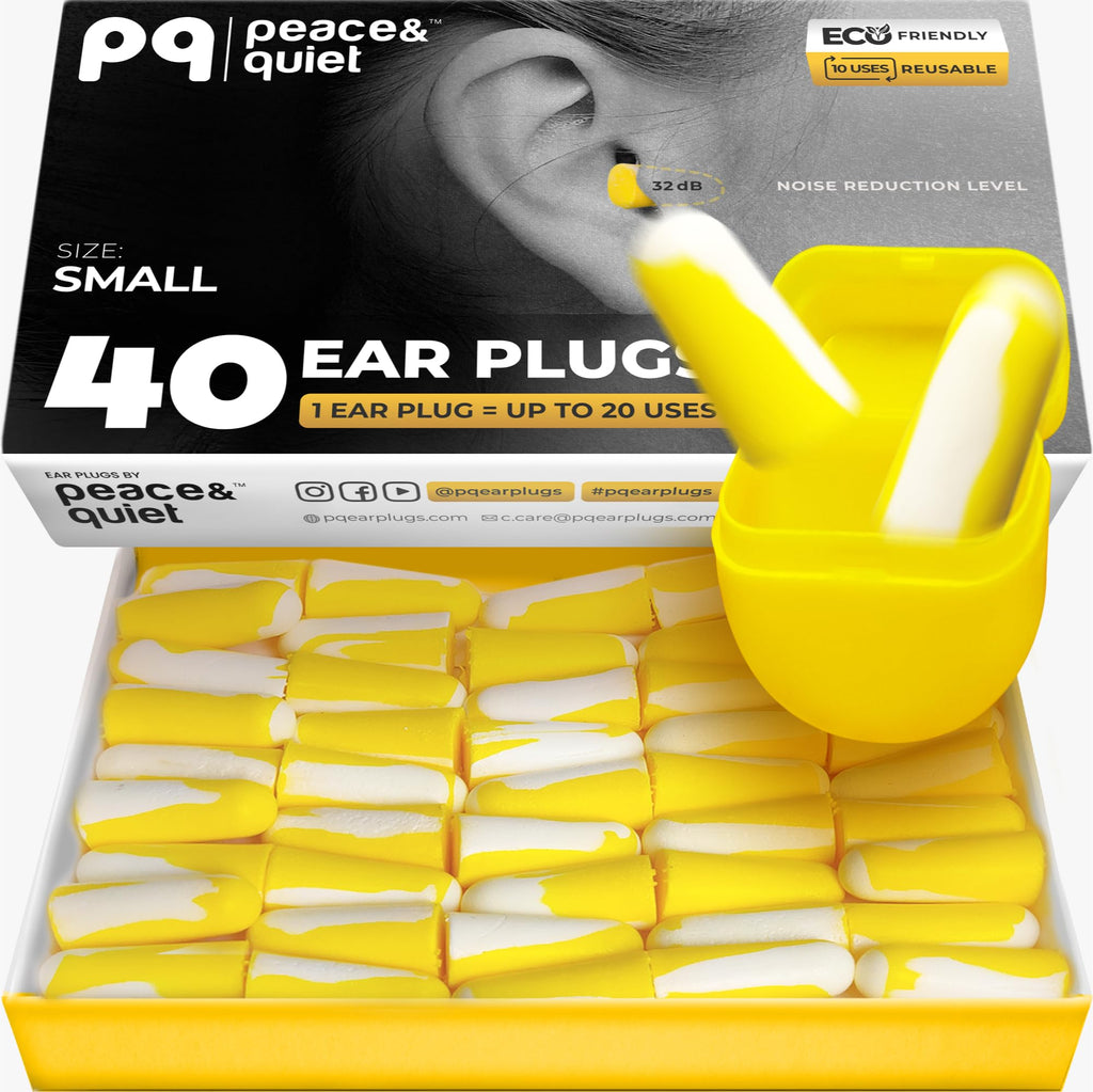 Peace&Quiet PQ Small Ear Plugs for Sleeping - 40 Earplugs for Sleep, Snoring, Small Ear Canals, Noise Cancelling 32 dB, Sound Bl