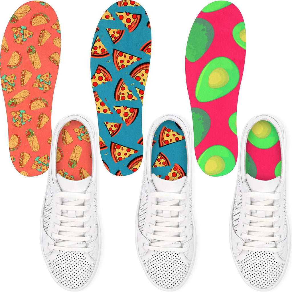 Velmitten 3 Pairs No Show Socks Sockless Shoe Liner Washable Barefoot Shoe Insoles No Slipping Inserts(Fruit Style)