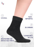 Hugh Ugoli Diabetic Socks for Men, Loose Ankle Socks Bamboo, Extra-Wide, Thin, Seamless Toe and Non-Binding Top, 4 Pairs, Charco