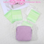 Feminine Menstrual Care Bags for Teen Girls, Mini Corduroy Period Bag for Storing Sanitary Napkins Portable Makeup Pouch with Zi