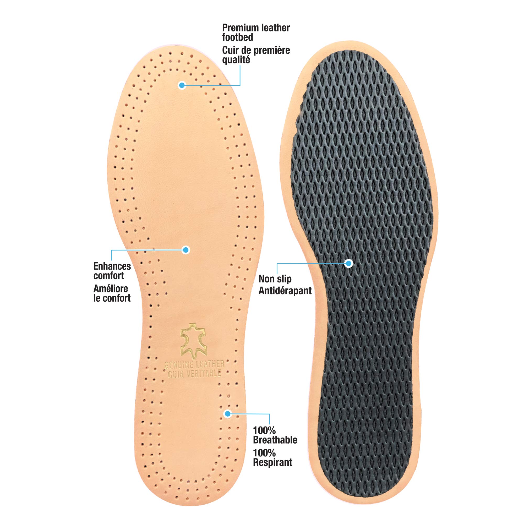 Moneysworth & Best Shoe Care Leather Insole, Tan, Womens Size 8-9/Mens Size 6-7