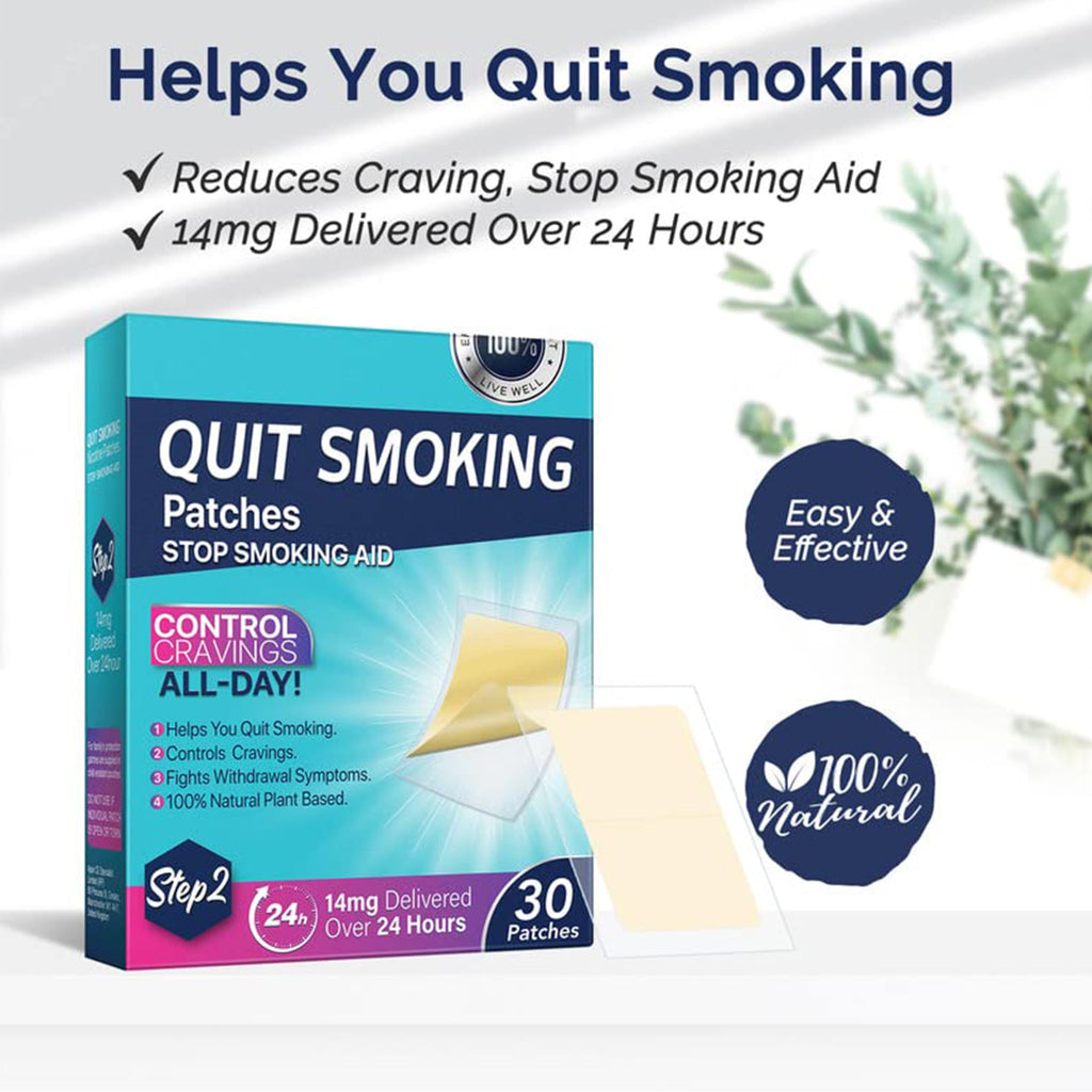 Quit Smoking Patches Step 2, 14mg Stop Smoking Aid, Transdermal System Patch, 30 Count, Quit Smoking Stickers Delivered Over 24