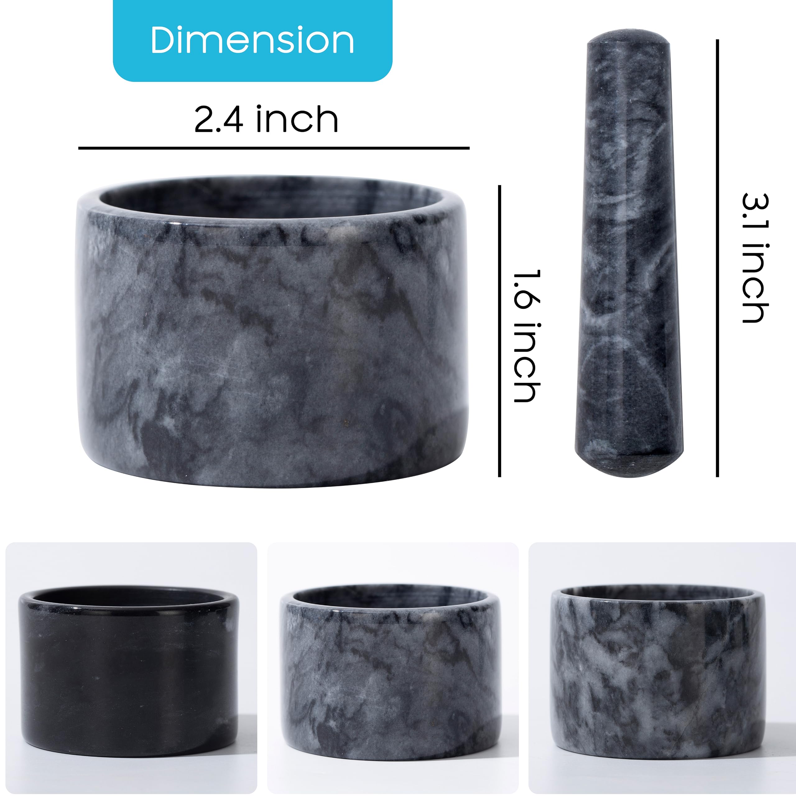Fasolahome Pill Crusher, Mini Marble and Pestle Set, Pill Crusher Grinder Fine Powder, Arthritic Hands Pill Grinder