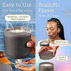 Lifelines Flameless Candle Diffuser - Winter Edition Gift Set - Aromatherapy Essential Oil Diffuser with 2 Holiday ClickWick Ble