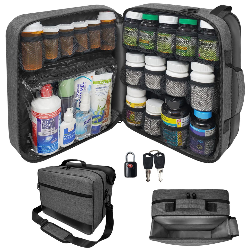 StarPlus2 Extra-Large 2-Compartment Modular Pill Bottle Organizer, Medicine Bag, Case, Carrier for Medications, and Medical Supp